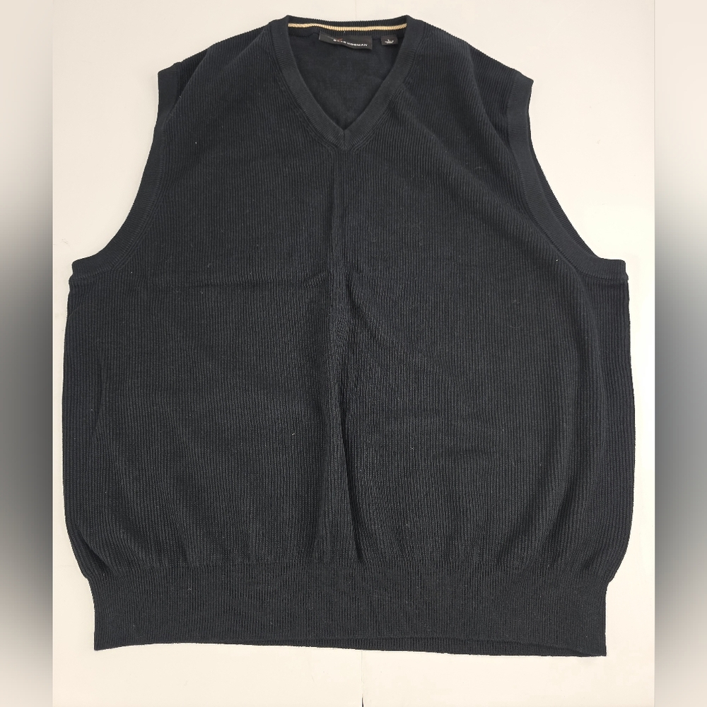 Greg Norman Men's Black V-Neck Cotton Sweater Vest Size Large Golf CH-1554